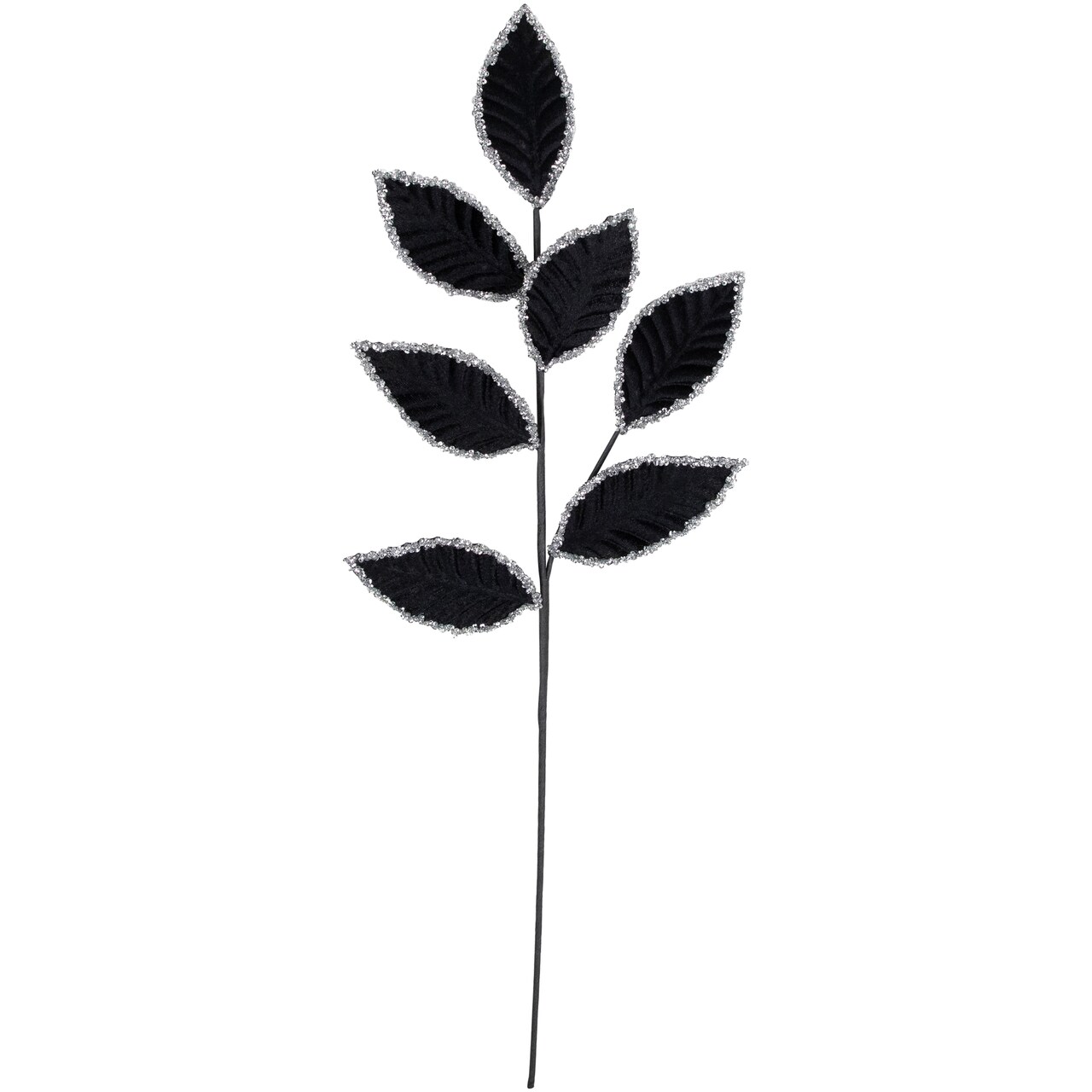 Northlight 26" Black and Silver Sequin Leaves Christmas Spray